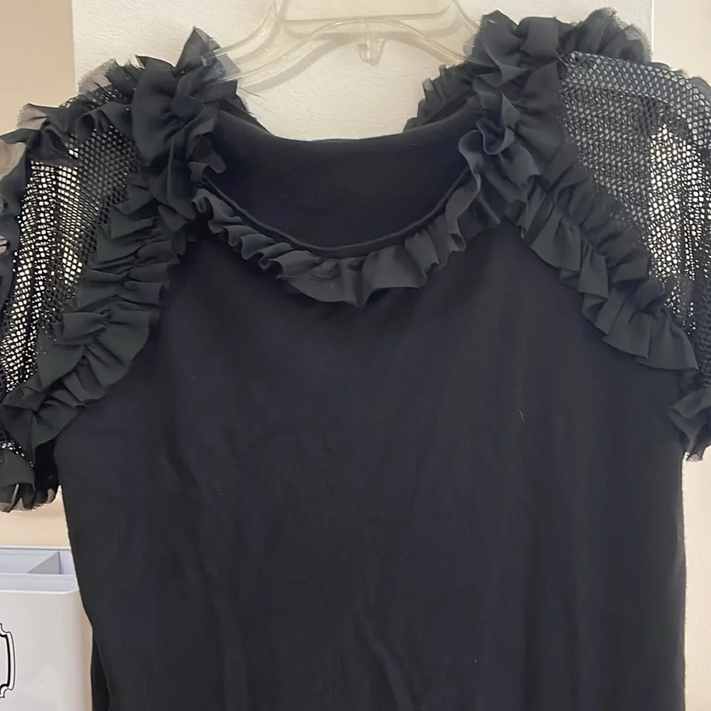 Black, short sleeve sweater with decorative sleeves - Picture 3 of 4